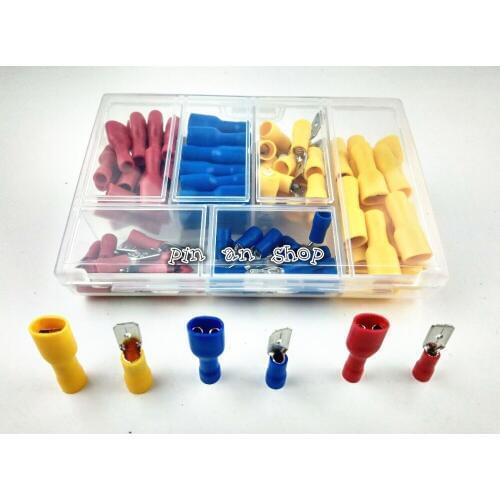 120pcs/BOX Female male Insulated Spade joint Connector Crimp Terminal Connectors Cable Wire Connector