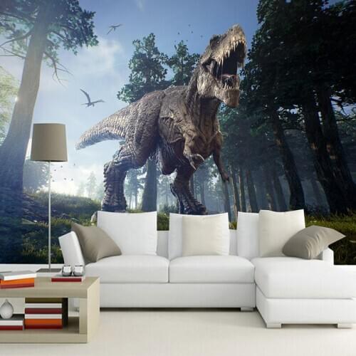 Dropship Custom 3D Photo Wallpaper Forest Dinosaur Stereoscopic Living Room Sofa TV Background Waterproof Wallpaper Wall Murals