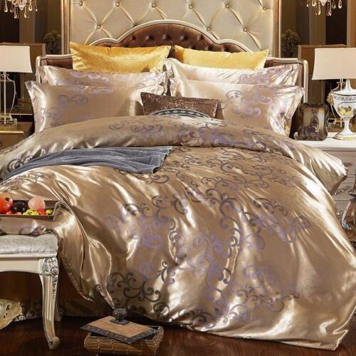 45 home bedding set Jacquard duvet cover set dark golden 4pcs/set bed linen luxurious bedclothes