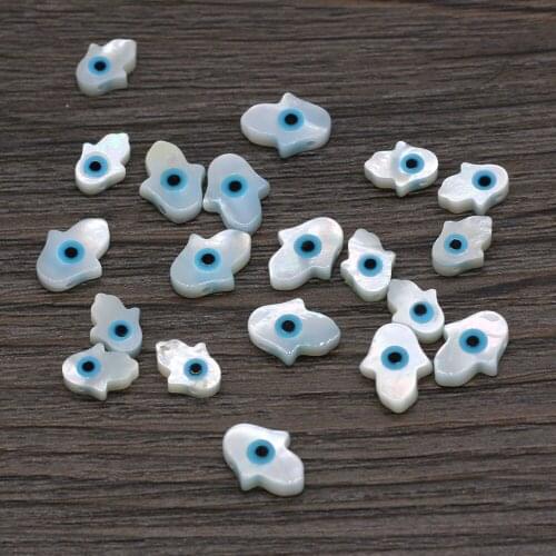 5pc Hamsa Hand Natural Shell Beads Evil eye Loose Bead for Jewelry Making DIY Tribal Necklace Bracelet