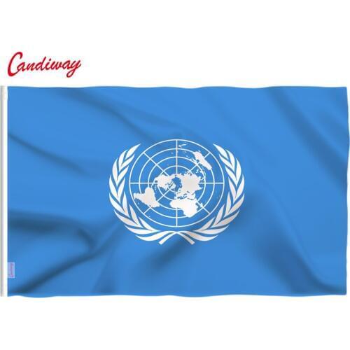 90 x 150cm United Nations Flag Hanging Flag Polyester United Nations Flag Outdoor Indoor Big Flag for Celebration NN132