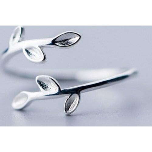 925 Sterling Silver Elegant Leaf Finger Ring For Women Girls Party Wedding New Jewelry jz385