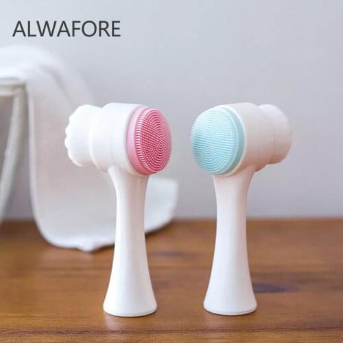 Alwafore Face Cleansing Brush Silicone Facial Brush Deep Cleaning Pore Cleaner Face Massage Skin Care Waterproof Facial Brush