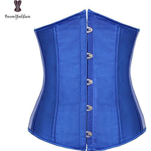 Underbust Satin Corset Black White Red Blue Sexy Waist Corsets Plus Size Women Bustier Boned Top Waist Trainer Cincher Corselet