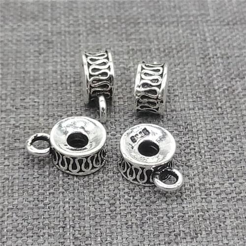 8pcs of 925 Sterling Silver Spiral Donut Beads with Bail for Bracelet Spacer