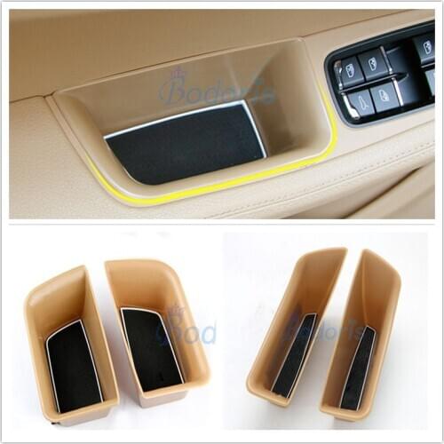 For Porsche Macan 2014-2018 Black Color Interior Door Armrest Storage Box Container Tray Car Organizer Auto Accessories