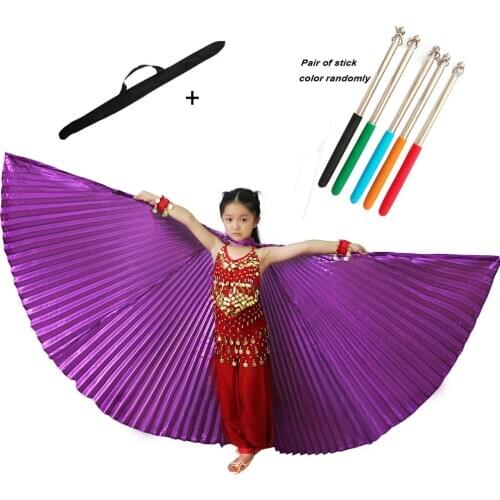 Kids Belly Dance Wings Girls Isis Wings Bollywood Oriental Egypt Egyptian Dancing Costume Wings with Stick Bag for Kids Children