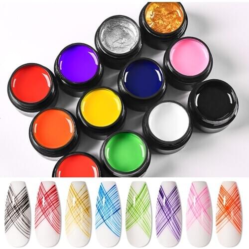 MEET ACROSS 5ml Nail Drawing Gel Polish varnish Painting Nail Art Line Varnish Thick Elastic Paint UV Gel Soak Off Spider Gel
