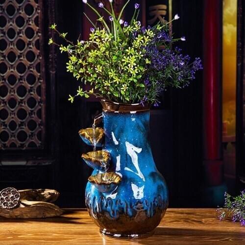 Ceramic water fountain humidifier Zhaocai desktop decoration living room decorative vase simple creative craft ornaments