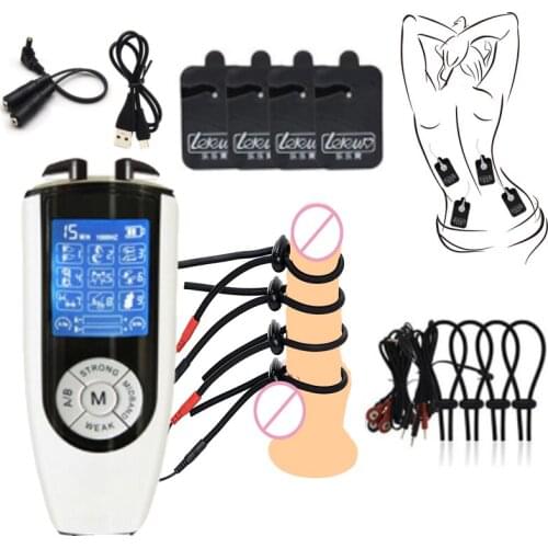 Electric Shock Penis Ring Electro Stimulate Physiotherapy Cock Ring SM Penis Erection Enhancer Extender Man Masturbation Sex Toy