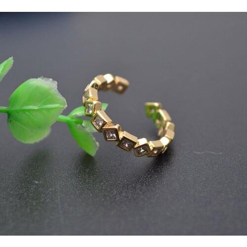 10pc New Fashion Copper Cubic Zircon CZ Paved Ring Personality Gold Color Open Adjustable Rings Fashion Woman Jewelry