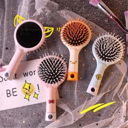 Creative Anti-Static Korea Style Cute Air Cushion Comb for Young Girl Attach with Mirror E132