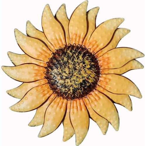 13 Inch Metal Sunflower Wall Art Sculpture Wall Decor 3D Iron Sun Flower Wall Hanging Garden Fence Living Room Corridor Decor