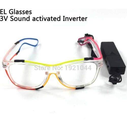 Blinking Colorful 8 Colors EL Wire Glasses Neon Glow Light Party Glasses with DC-3V Sound activated Driver