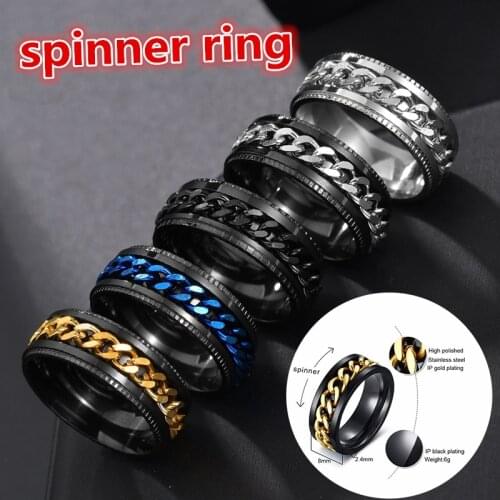 8mm Spinner Ring For Men Stainless Steel Mens Jewelry