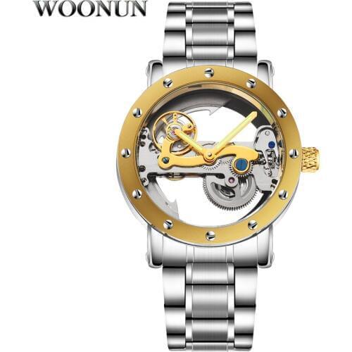 2020 New Tourbillon Watch Mens Skeleton Watches Top Brand Luxury Gold Plated Automatic Self-Wind Watch For Men Stainless Steel