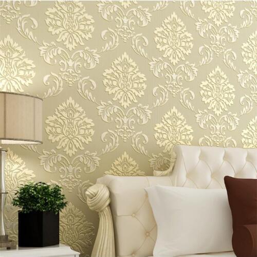 Beibehang Modern minimalist European 3D stereo Damascus wallpaper bedroom living room hotel room full of green 3d wallpaper roll