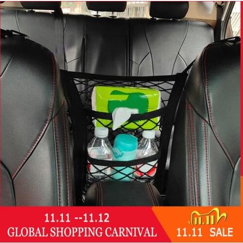 For my friend Strong Elastic Car Mesh Net Bag Between Car Organizer Seat Back Storage Bag Luggage Holder Pocket for Car Styling