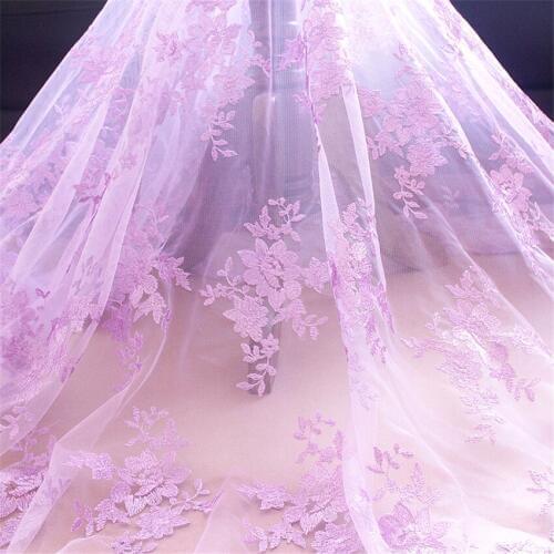 Luxury Soft Tulle Lace Fabric Embroidered Floral Overlay Mesh Lace Tulle Lace Fabric For Bridal Veil DIY Accessories