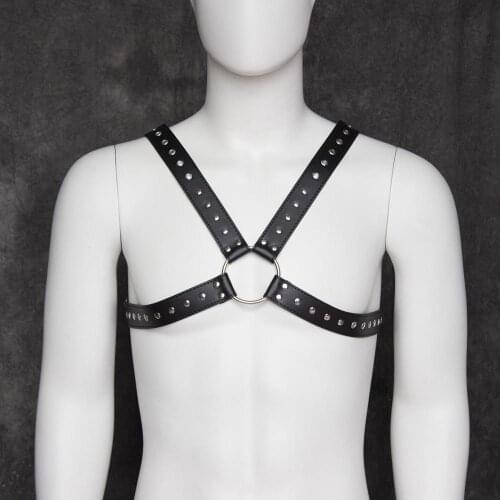 Sexy leather chest straps men leather clothing costumes flirting toys