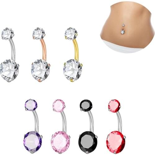 2021 latest Korean version of personality fashion geometric spherical exquisite zircon belly button buckle couple belly button n