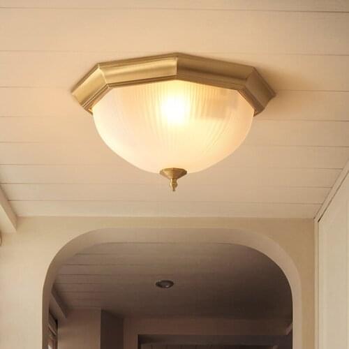 Nordic LED Ceiling Lamp Copper Plafonnier Glass Ceiling Lighting Fixtures Bedroom Stair Living Room Modern Lamparas De Techo