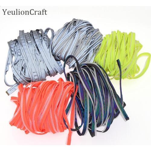 Chzimade 5Meters Colorful Reflective Piping Strip Fabric Edge Strip Beauty Reflective Garment Trimming Ribbon