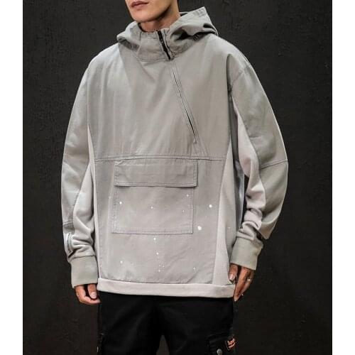 2021 Spring Men Hop Hip Patchwork Hoodies Mens Streetwear Hoody Bomber Jackets Male Cotton Black Grey Hooded Pullover M-5XL