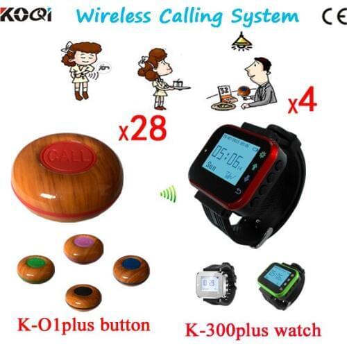 High Quality and Inexpensive Wireless Waiter Service Pager 4 Pager Watches +28 Buttons 433.92mhz DHL Free shipping