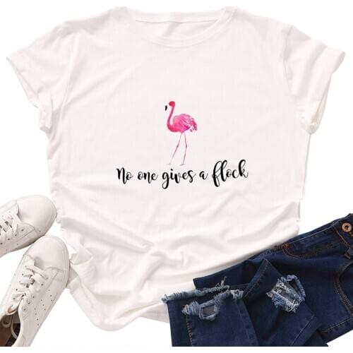 Women T-shirt Cartoon Flamingo Graphic tshirt Casual Tees Harajuku Oversized Funny Female T shirt Womens Top Tees