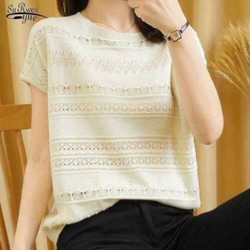 Summer New O-Neck Pullover Pure Color T-shirt Fashion Cotton T-shirt Women Knitwear Plus Size Casual Top Short Sleeve Tees 14642