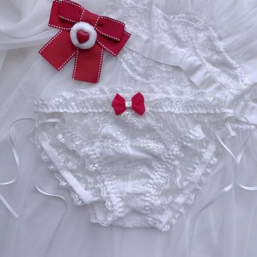 White Pink Panties Sexy Seamless Lingerie for Women Transparent Lace Panty Sweet Cute Underwear Female Low-rise See Through Hot