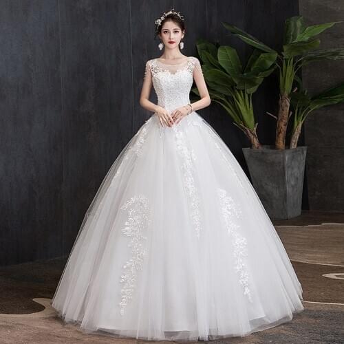 O-Neck Wedding Dresses Ball Gowns 2020 Style Wedding Dress Plus Size Lace Up Luxury Bride Dreamy Embroidery vestido de novia
