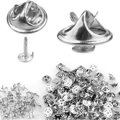 100pcs Gold Rhodium Color Copper Nail Tie Tack Lapel Pin Back Clutch Scatter Butterfly Clasp Squeeze Badge Holder DIY Jewelry