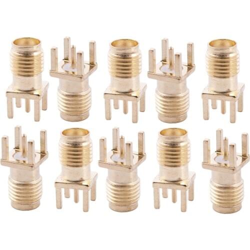 10x SMA Female Jack Solder PCB Mount Straight RF Connector Gold