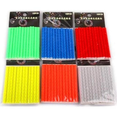 Nightlight Bike Bicycle Wheel Spokes Steel wire Reflective Sticker Tube Warning Safety Light 12pcs DIY Cycling Reflector Tubes