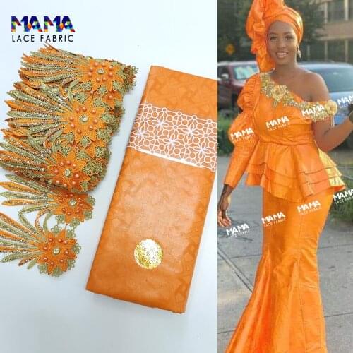 5+5 Yards Latest African Lace High Quality Bazin Riche Original With Shine Gold Powder Lace Ribbons For Craftes DIY For Senegal