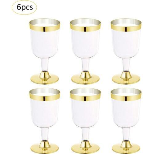 6PCS 190ML Disposable Wine Glass Goblet Juice Cups For Wine Glass Ice Cream Wedding Toasting Champagne Flutes Party Drink Cup