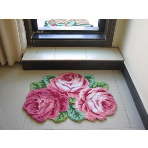 60*80CM 3D Pastoral Rose Mat Decorative Bedroom Carpet Handmade Wedding Rugs