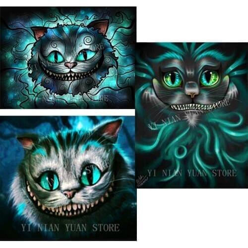 New 5D DIY Diamond Embroidery sale Alice black cat 3d Picture Full square Diamond Painting Cross Stitch 3D Diamond Mosaic gifts