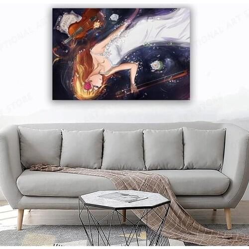 Anime Works of Art Your Lie in April Kaori Miyazono prints posters Canvas Poster Bedroom Decor Sports Landscape Office Room