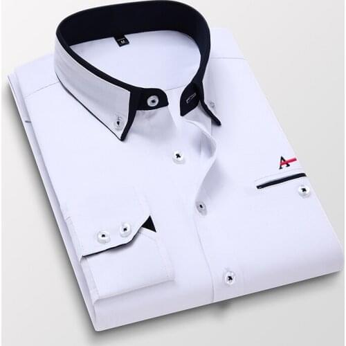 Dudalinas Pocket Aramy Blusa Camisa Social Masculina Long Sleeve Slim Fit Shirt Men Floral Clothes Pullover White
