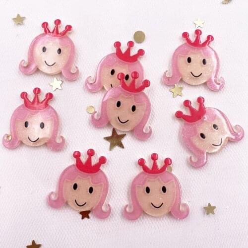 Glitter Colorful Pink Queen Flatback Plastic Sheet Miniature Pattern Home Decor Crafts Making Childrens Clip Accessories OF720