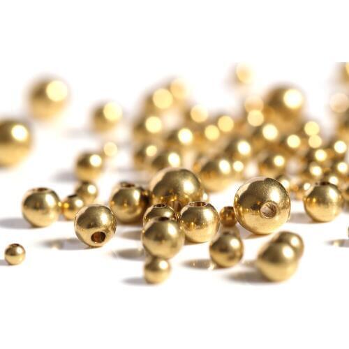 50pcs Beads 3-8mm Gold Real Copper Brass Spacer Ball Loose Beads for Bracelets Necklaces Earrings Jewelry Making DIY Wholesale