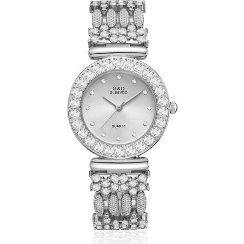 Luxury Brand G&D Stainless Steel Crystal Bracelet Watches For Women Analog Quartz Wristwatches Ladies Sports Dress Clock