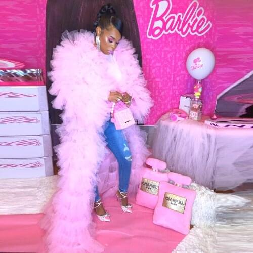 Baby Pink Tutu Robes Tulle Dresses Custom Made Long Party Maxi Tulle Dressing Gowns Women Gowns Plus Size Black Girls Birthday