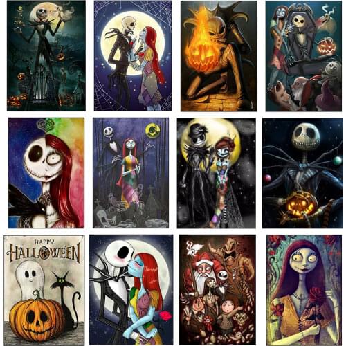 DIY Painting By Numbers Cartoon Nightmare Halloween Kit Coloring By Numbers Wall Art Skull Lover Canvas Paintings Home Decor