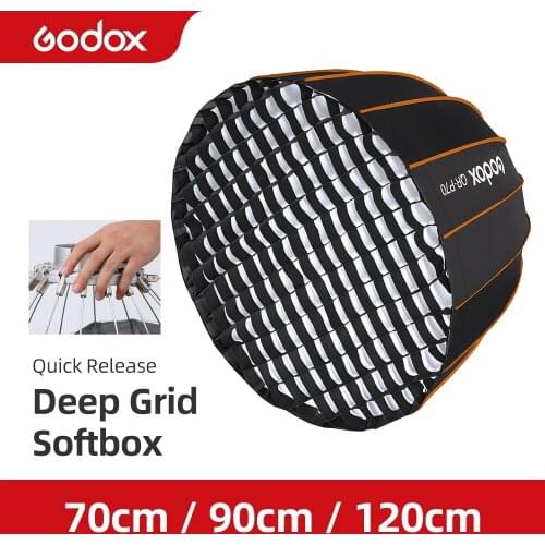 Godox QR-P70 70CM QR-P90 90CM QR-P120 12CM Quickly Release Parabolic Deep Softbox Honeycomb Grid for Bowens Mount Studio Flash