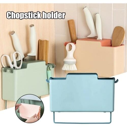 HOT Chopstick Storage Cage Wall-mounted Household Non-perforated Holder Drain Thickened Suit for Kitchen