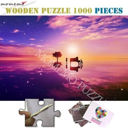 Playing on The Lake Wooden Jigsaw Puzzle 1000 Pieces Beautiful Landscape Picture Puzzles Kids Adults DIY Assembly Puzzles Toys